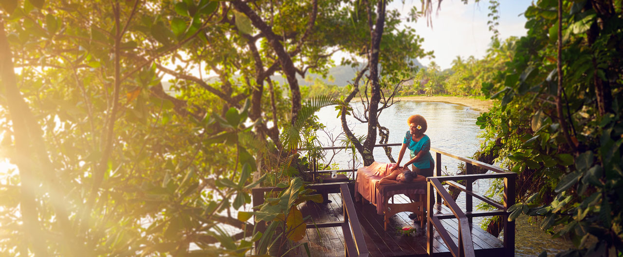 Person having massage outside in Fiji